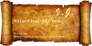 Valentiny János névjegykártya